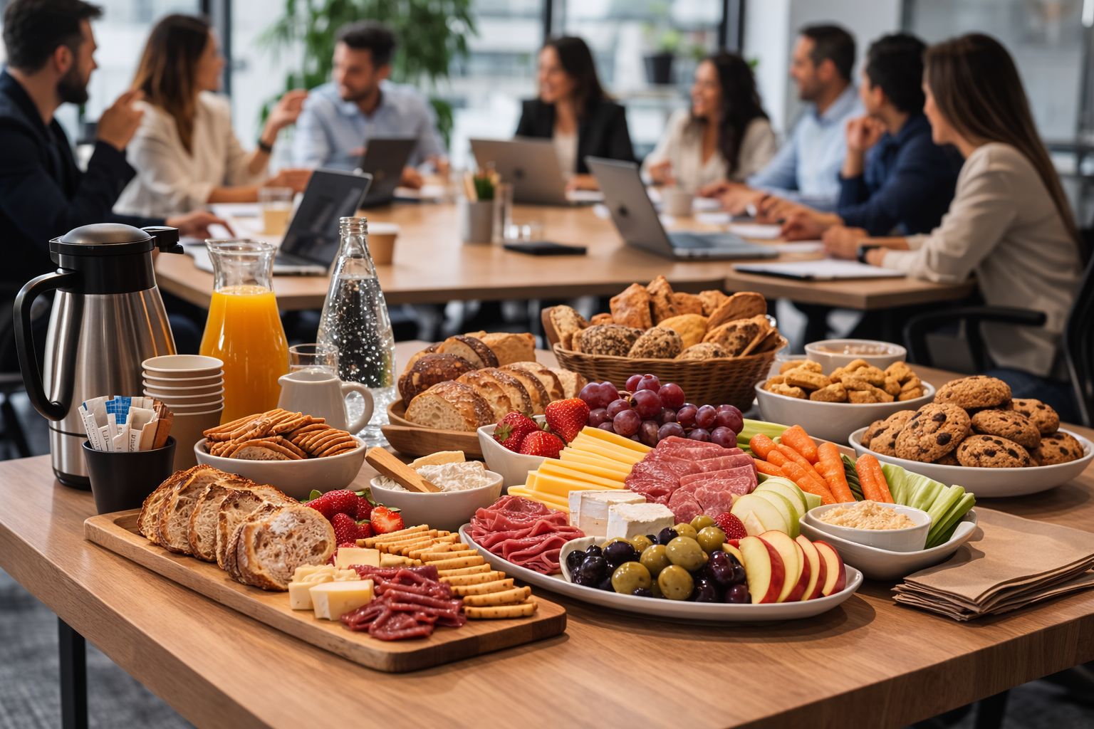 Corporate Brunch Table — premium brunch platters and drinks